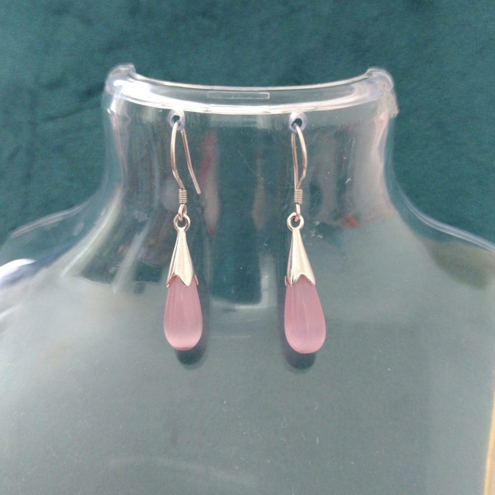 Sterling Silver Moonstone Opal Water Drop Earrings